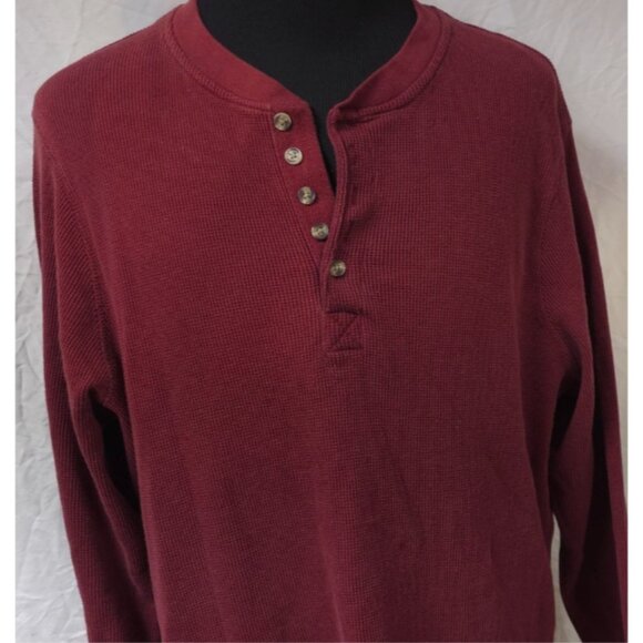 KingSize Mens 3XLT Red Waffle Thermal Cotton Blend Outdoors Big Henley Shirt - Picture 2 of 11